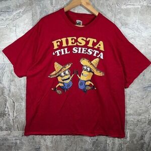 Despicable Me Minions Fiesta Til Siesta red cotton t-shirt Men's XL  #minions